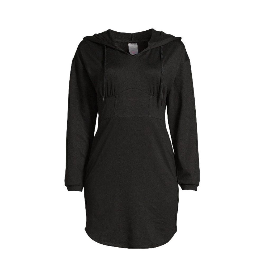 Women’s Juniors Black Active Corset Hoodie Mini Dress Size S